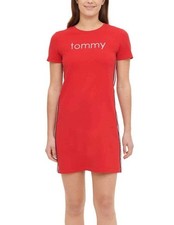 Tommy Hilfiger Women’s Logo T-Shirt Dress – Size Large (Red)