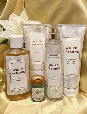 Bath and Body Works OG White Jasmine 5 Pc Set- Wash, Cream, Mist. Scrub HTF, New