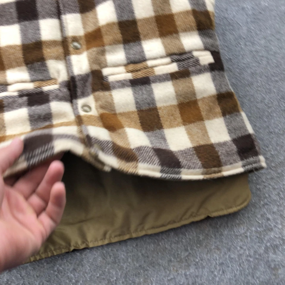 Chaleco de Colección LL Bean para Mujer Medio Marrón Lana a Cuadros Reversible Exterior Senderismo Foto 4 de 4