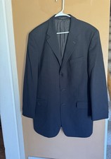 Men  s Vintage Hugo Boss 44LBlack Gray Coat Blazer 100 Virgin Wool Made In USA