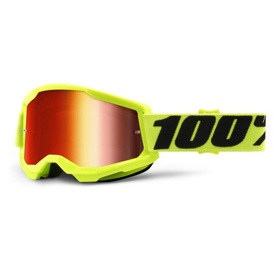 100% Strata 2 Goggle Mirror Lens Fluo Yellow Fahrrad Schutzbrille Verspiegelt