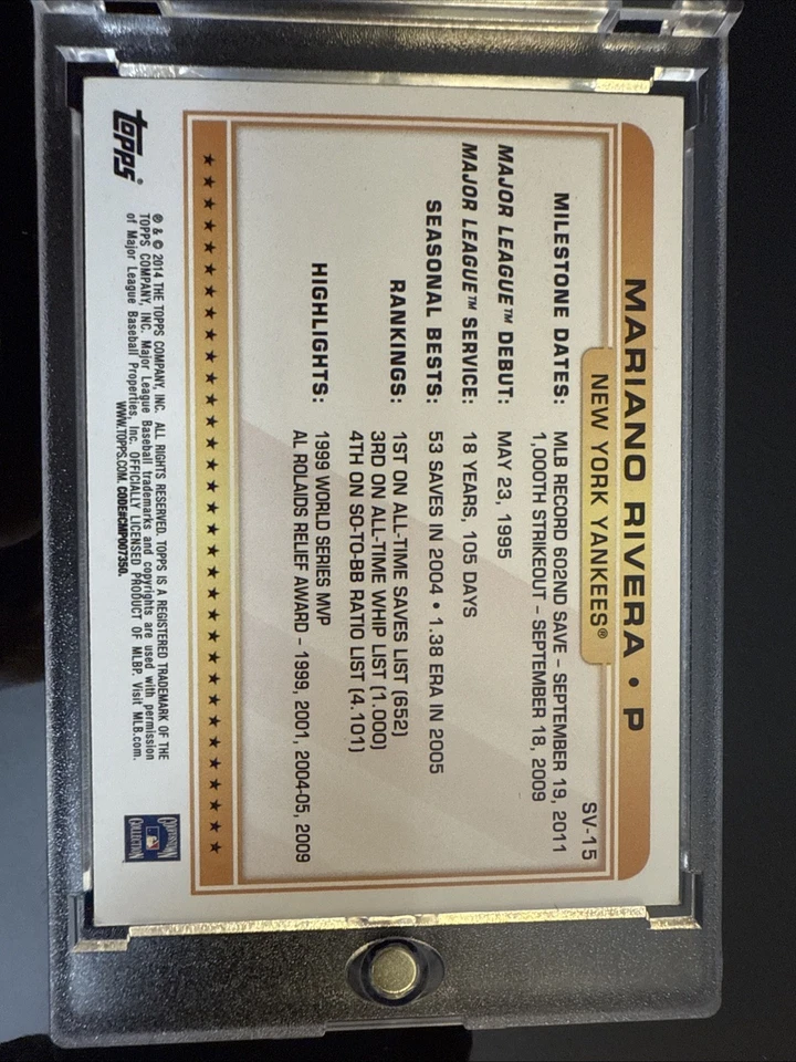 2014 Topps - Super Veterans Mariano Rivera #SV-15 - Image 4 of 4