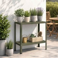 Pflanztisch 100 X 40 X 80 Cm Pulverbeschichteter Stahl Olivgr?N