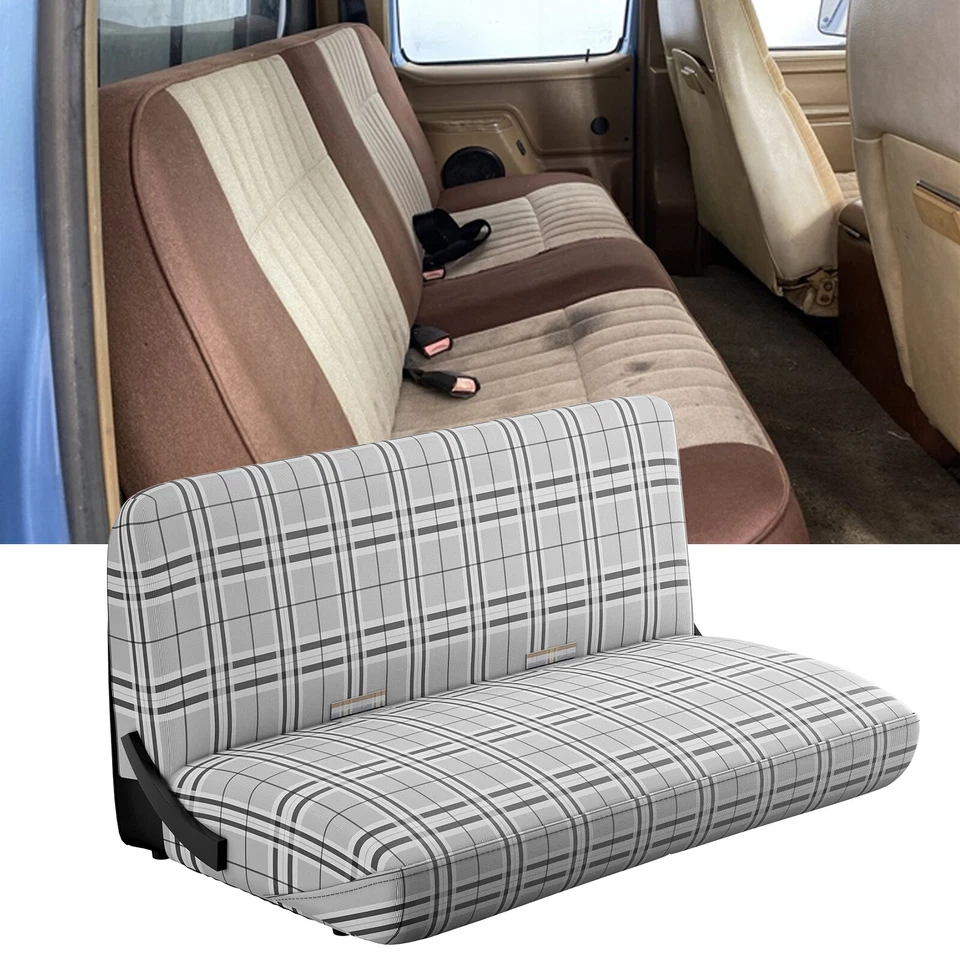 Cubierta de asiento de banco gris a cuadros para camioneta Chevrolet C10 C20 K10 K20 Foto 2 de 4