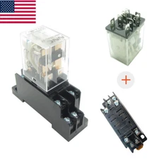 US Stock Power Relay 12A DPDT Coil 12V 24V 110V 220V LY2NJ 8Pin Plug-in + Socket