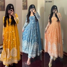 INDIAN DESIGNER GEORGETTE SUIT WITH SEQUENCE EMBROIDERY WORK WITH FULL STITCHED