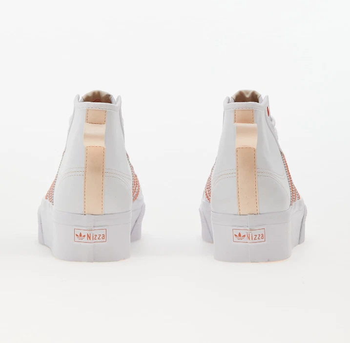阿迪达斯女式6 M Nizza Platform Mid Her Vegan运动鞋白色Bliss橙色 — 第 3/4 张图片