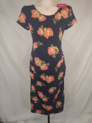NWT Ingrid Isabel Maternity Short Sleeve T-Shirt Dress Navy Floral Small  Target | eBay