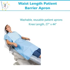 Dental Medical Plastic Apron, Knee Length, 27" x 44" Nylon Patient Bib, Crosstex