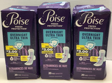 Poise Overnight Ultra Thin Pads w/Wings, 8 Extra Absorbent, 60ct, Disheveled