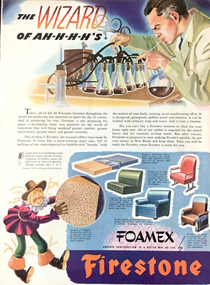 Print Ad Firestone Tire & Rubber Foamex The Wizard of Ah-H-H-H's 1944 #0012