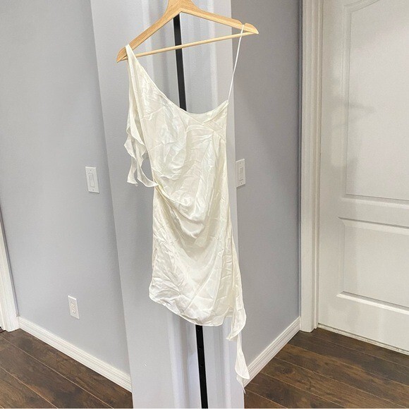 Amanda Uprichard REVOLVE Thea Dress White Size XS Silk Asymmetrical