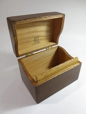 Vintage Fingerjoined Solid Oak Desk-Top Index Card Filing Box — Made by Goodwill