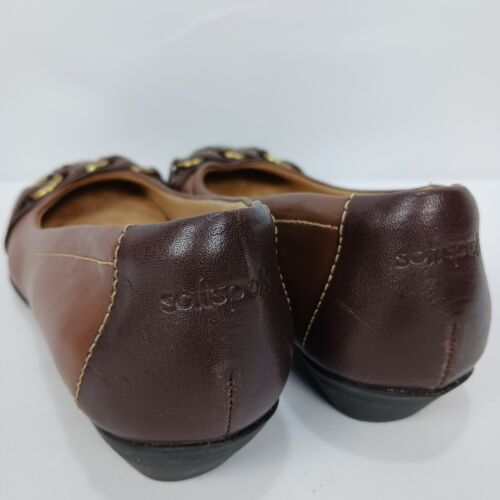 SOFTSPOTS Posie Brown Tan Leather Braided Bridle Slip on Loafer Flats Shoes 7 - Picture 2 of 8