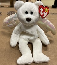 Ty Beanie Babies HALO the Angel Bear Toy 1998 Brown Nose Mint Tag Retired 