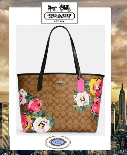 NWT COACH CITY TOTE SIG VINTAGE ROSE 