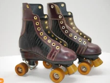 Vintage Chicago Two Tone Brown Leather Roller Skates Size 3