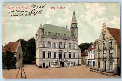 North Rhine-Westphalia Germany Postcard Rees am Rhein Dat Town Hall 1906