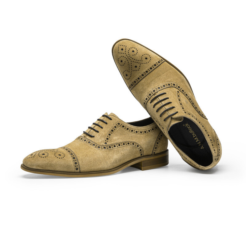 SAOLA Oxford uomo fatte a mano pelle scamosciata punta tonda intagliata brogue business casual festa
