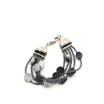 King Baby Studio 8X10MM Druzy Quartz Beaded Bracelet Fine Silver .925