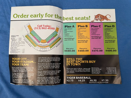 1981 DETROIT TIGERS Ticket Order Form Poster MLB Sparky Whitaker Trammell Gibson - Picture 3 of 5