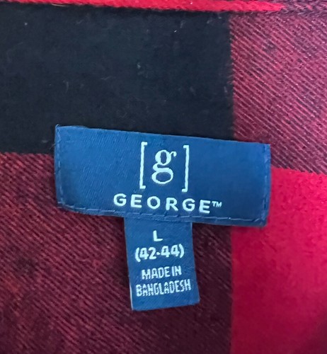 George Men's Long Sleeve Red Plaid Flannel Shirt Size Large - Picture 3 of 4