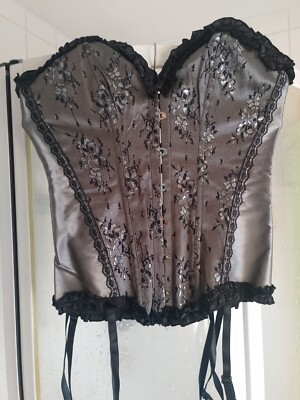 Damen Korsett Corsage Mieder Polyester/Spandex Silber Schnürung M