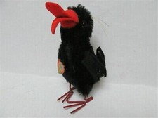 Steiff 7312,00 "Hucky" Raven Crow Black Bird Metal Legs Red beak Vintage