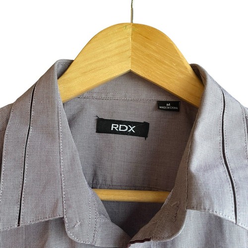 RDX Mens Size M Long Sleeve Dress Shirts Blue 100% Cotton Button Front Collar - Picture 7 of 9