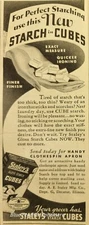 Vintage Print Ad 1936 Pictorial Review Staley's Gloss Starch Cubes Apron Promo