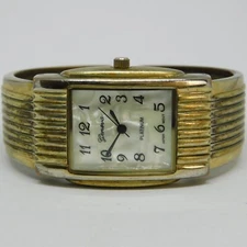 Geneva Platinum No:1242 Cuff Bracelet Quartz Women's Watch Sz. 6" New Battery