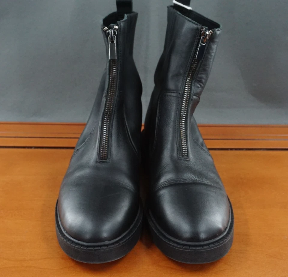 Botín informal Andre Assous Vernon para mujer talla 9,5 de cuero negro con cremallera Foto 2 de 4
