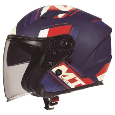 MT Avenue Sideway blau rot Motorrad Motorrad offenes Gesicht Helm Roller