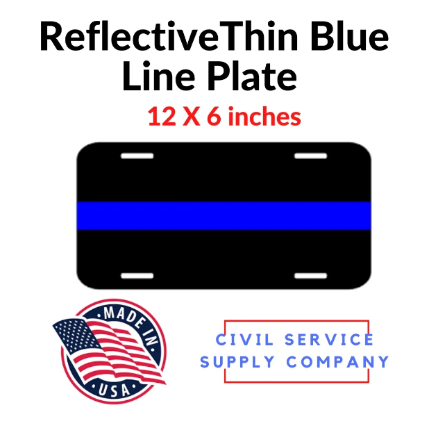 6 Mini Blue Line Sticker Police Car License Plate Vehicle Tag Reflective Decal E - Foto 12
