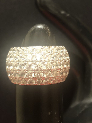SIZE 6.5 STERLING SILVER CZ 925 PAVE  CRYSTAL RING  by F E