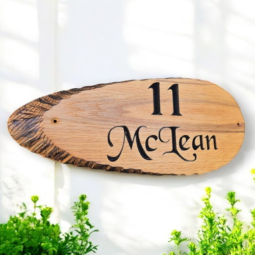 Custom Oak Plaque,Personalised Carved Wooden House Sign with Live Edges,Rustic - Picture 8 of 17