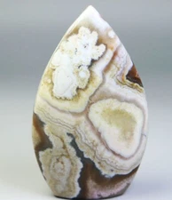 Natural Mexican Crazy Lace Agate Quartz Crystal Stone Flame Freeform UpStand