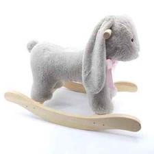 Pottery Barn Kids Bunny Plush Rocker Floppy Ears Pink Bow Nursery Riding Toy