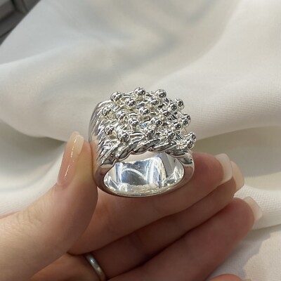 Silver Mens Five Row Keeper Ring S-Z3 Sizes Gift Boxed Ring 5 ROW