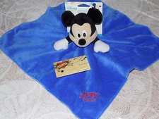 DISNEY SECURITY BLANKET MICKEY MOUSE KIDS PREFERRED BLUE VELOUR RED EMBROIDERY 