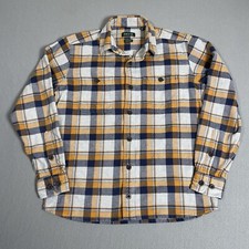 Orvis Flannel Shirt Men's Medium Gray Blue Plaid Classic Fit Thick Heavyweight
