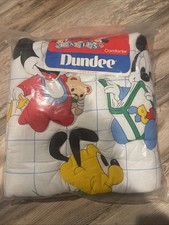 Vintage 1984 Dundee Disney Baby Mickey Minnie Pluto Crib Blanket Quilt Comforter