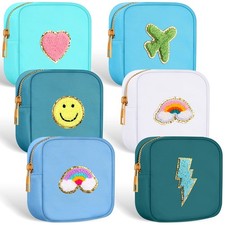 Zubebe 6 Pcs Mini Makeup Bags Nylon Small Pouch Preppy Makeup Bags Chenille
