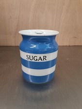 T G Green Cornishware SUGAR Storage Jar Black Shield  18.5cm High