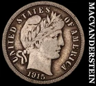 1915 Silver Barber Dime - Scarce  Very Fine  Better Date  No Reserve  #i4717
