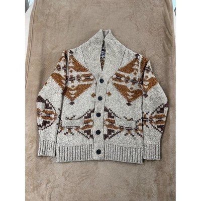 Schott Bros Yak Wool Cotton Aztec Heavy Cardigan Men M Shawl Pockets Cabin Core