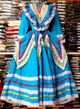 Womens Jalisco Dress With Super Wide Skirt Flow Folklorico Dance Handmade New