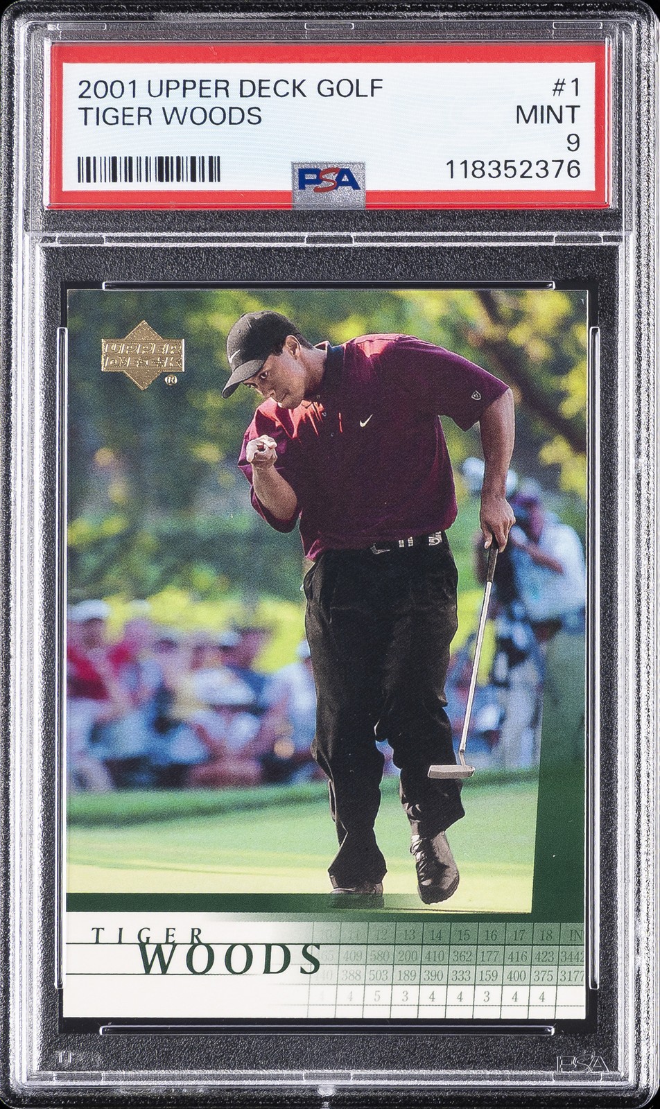2001 UD GOLF #1 TIGER WOODS PSA 9