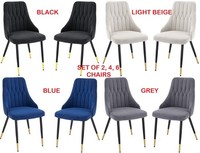 2 4 6 Velvet Dining Chairs Gold Tip Legs Beige Grey Blue Black velvet luxury