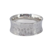 Wide Concave Hammered Ring Estate Sterling Silver 925 Size 9.5